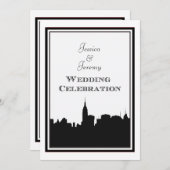 NYC Skyline Silhouette #2 DIY Wedding Invite Kaart (Voorkant / Achterkant)