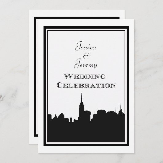 NYC Skyline Silhouette #2 DIY Wedding Invite Kaart (Voorkant / Achterkant)