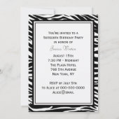 NYC Skyline Silhouette #2 Zebra Sweet 16 Kaart (Achterkant)