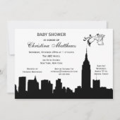 NYC Skyline Silhouette Baby shower Ooievaar Kaart (Voorkant)