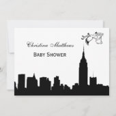 NYC Skyline Silhouette Baby shower Ooievaar Kaart (Achterkant)