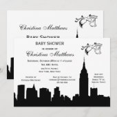 NYC Skyline Silhouette Baby shower Ooievaar Kaart (Voorkant / Achterkant)