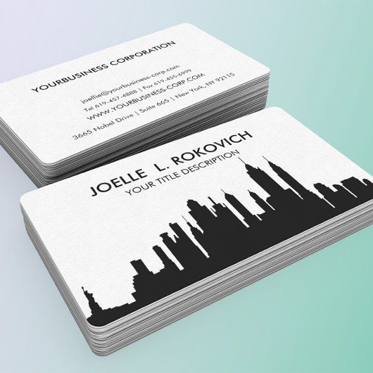 NYC Skyline Silhouette Black & White Generic Visitekaartje