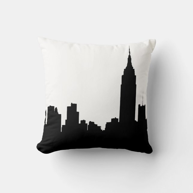 NYC Skyline Silhouette, Empire State Bldg #1 Kussen (Voorkant)