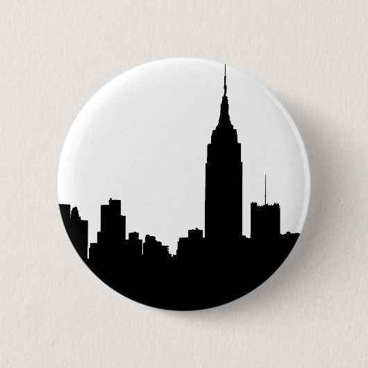 NYC Skyline Silhouette, Empire State Bldg #1 Ronde Button 5,7 Cm (Voorkant)