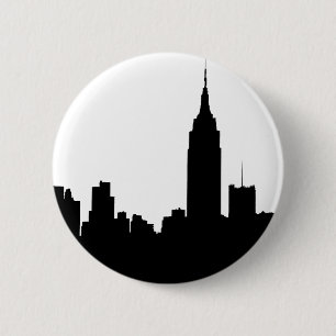 NYC Skyline Silhouette, Empire State Bldg #1 Ronde Button 5,7 Cm