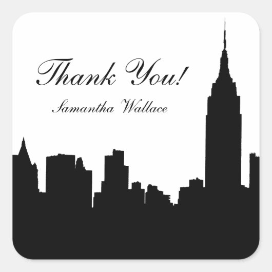 NYC Skyline Silhouette, Empire State Bldg #1 Vierkante Sticker (Voorkant)