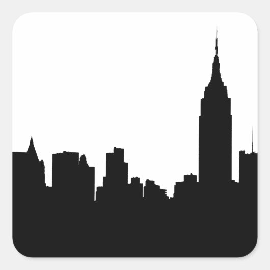 NYC Skyline Silhouette, Empire State Bldg #1 Vierkante Sticker (Voorkant)