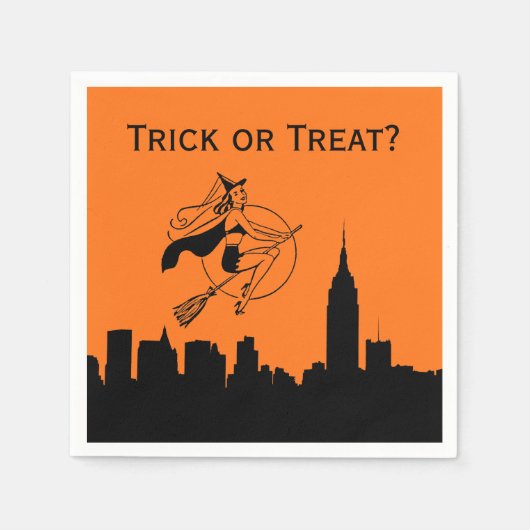 NYC Skyline Silhouette Halloween Cheeky Witch Servetten (Voorkant)