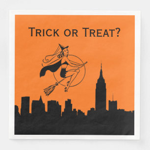 NYC Skyline Silhouette Halloween Cheeky Witch Servetten