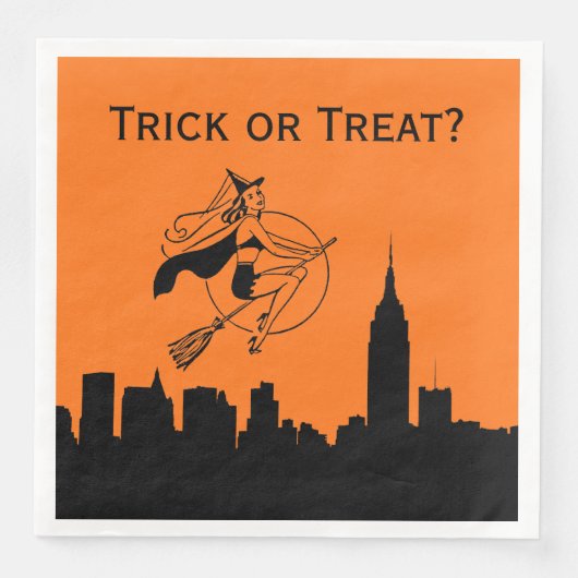 NYC Skyline Silhouette Halloween Cheeky Witch Servetten (Voorkant)