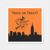 NYC Skyline Silhouette Halloween Flying Witch Servetten (Voorkant)