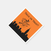 NYC Skyline Silhouette Halloween Flying Witch Servetten (Hoek)