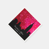 NYC Skyline Silhouette Hot Pink Red Heart Servet (Hoek)