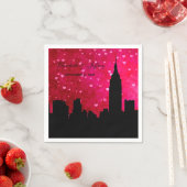NYC Skyline Silhouette Hot Pink Red Heart Servet (Insitu)