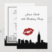 NYC Skyline Silhouette, Kiss ESB #1 BW Birthday V Kaart (Voorkant / Achterkant)