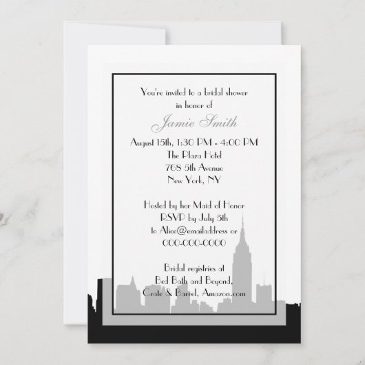 NYC Skyline Silhouette, Kiss ESB #1V Vrijgezellenf Kaart (Achterkant)