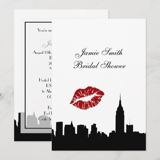 NYC Skyline Silhouette, Kiss ESB #1V Vrijgezellenf Kaart (Voorkant / Achterkant)