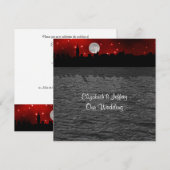 NYC Skyline Silhouette Moon Red Wedding SQ Kaart (Voorkant / Achterkant)