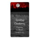 NYC Skyline Silhouette Moon Red Wine Label (Voorkant)