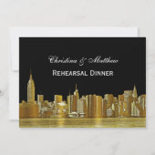 NYC Skyline Silhouette Rehearsal Dinner Kaart (Achterkant)