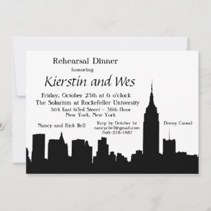 NYC Skyline Silhouette Rehearsal Dinner - NB Kaart