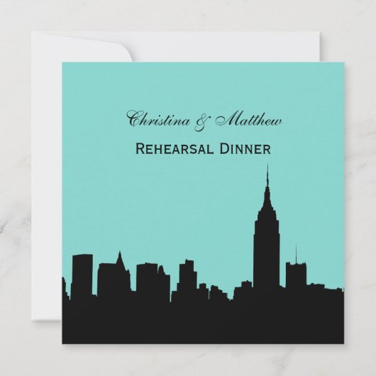 NYC Skyline Silhouette Repetitie Diner SQ Kaart (Achterkant)