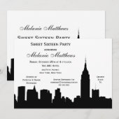 NYC Skyline Silhouette Sweet Sixteen Kaart (Voorkant / Achterkant)