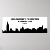 NYC Skyline Silhouette Wedding Party Banner Poster (Voorkant)