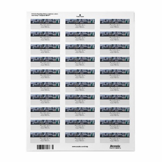 NYC Skyline Star Retouradres Label I (Full Sheet)