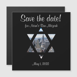 NYC Skyline Star Save the Date Magnet Magnetische Uitnodiging