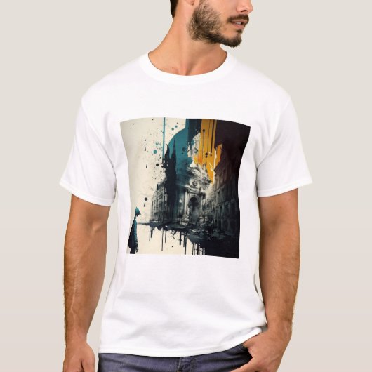 NYC Skyline Street Art T-shirt T-Shirt (Voorkant)