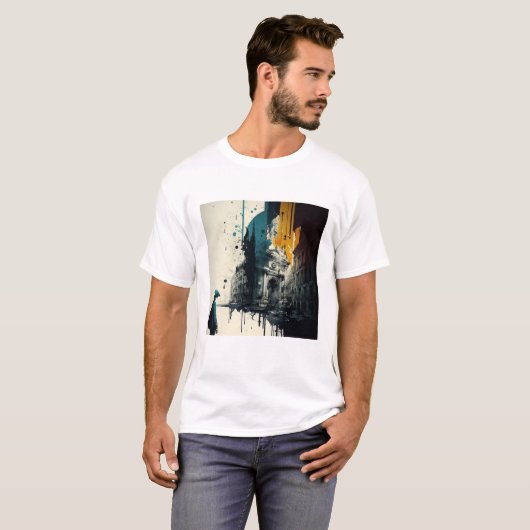 NYC Skyline Street Art T-shirt T-Shirt (Voorkant volledig)