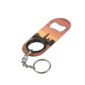 NYC Skyline Sunset Sleutelhanger Flessenopener (Achterkant Gekanteld)