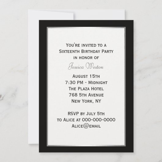 NYC Skyline Top van de Rock ESB Etched Fr Sweet 16 Kaart (Achterkant)