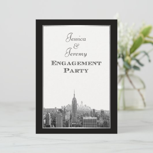 NYC Skyline Top van het ESB Etched Verloving van R Kaart (Staand voorkant)