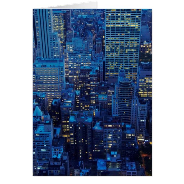 NYC Skyline, uitzicht met hoge hoek bij schemering (Voorkant)