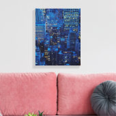 NYC Skyline, uitzicht met hoge hoek bij schemering Canvas Afdruk (Insitu (Woonkamer))
