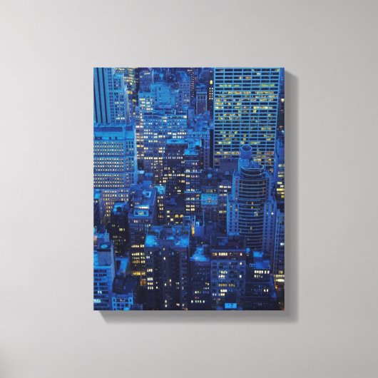 NYC Skyline, uitzicht met hoge hoek bij schemering Canvas Afdruk (Voorkant)
