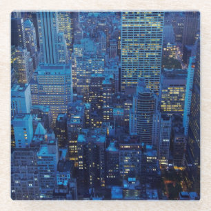 NYC Skyline, uitzicht met hoge hoek bij schemering Glazen Onderzetter