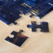 NYC Skyline, uitzicht met hoge hoek bij schemering Legpuzzel (Zijkant)