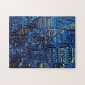 NYC Skyline, uitzicht met hoge hoek bij schemering Legpuzzel (Horizontaal)