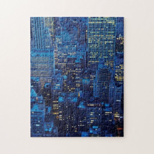NYC Skyline, uitzicht met hoge hoek bij schemering Legpuzzel (Verticaal)