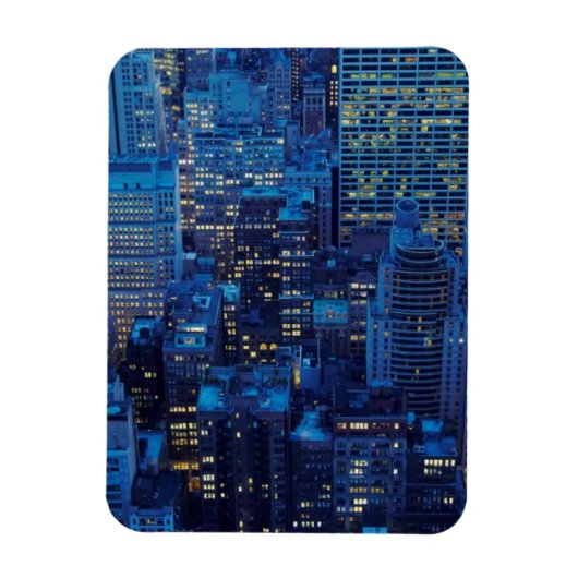 NYC Skyline, uitzicht met hoge hoek bij schemering Magneet (Verticaal)