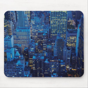 NYC Skyline, uitzicht met hoge hoek bij schemering Muismat