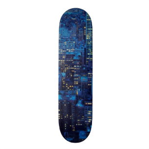 NYC Skyline, uitzicht met hoge hoek bij schemering Persoonlijk Skateboard