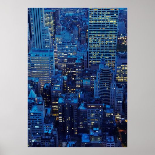 NYC Skyline, uitzicht met hoge hoek bij schemering Poster (Voorkant)