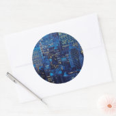 NYC Skyline, uitzicht met hoge hoek bij schemering Ronde Sticker (Envelop)