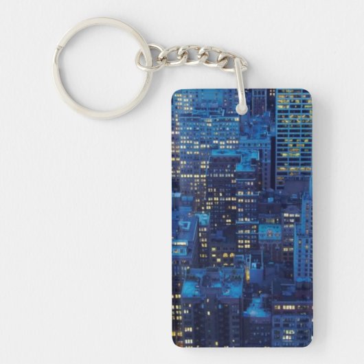 NYC Skyline, uitzicht met hoge hoek bij schemering Sleutelhanger (Voorkant)