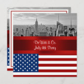 NYC Skyline USA Vlag Rood Wit Blauw Feest Kaart (Voorkant / Achterkant)